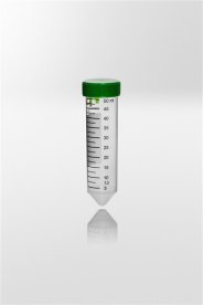 Centrifuge tube PP with screw cap PE, 50ml, Ø30x115 mm, conical bottom, tube transp., cap, sterile, 250 pcs/pack