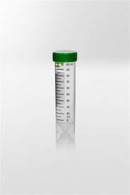 Centrifuge tube PP with screw cap PE, 50ml, Ø30x115 mm, conical, skirted, tube transp., cap , sterile, 250pcs/pack