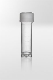 Universal specimen container PP, 15ml, Ø20x76mm, with enclosed screw cap PE, skirted, tube transparent, cap natural, grad., ma