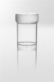 Screw cap container PP, 35ml, Ø39x55 mm, with enclosed screw cap PE, container transparent, cap natural. 500pcs