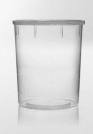 Multi purpose container PP, 1.000ml, Ø110x132 mm, with enclosed snap-on lid PE , transparent, graduated, sterile 80pcs