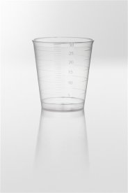 Multi purpose container PP, 30ml, Ø38x42 mm, transparent, graduated, autoclavable up to 121°C (Lid NRE11-853-0100)