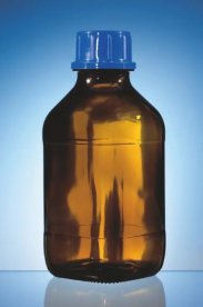 500ml Threaded bottle, soda-lime glass, amber, Screw-cap, PP, pouring ring PE-LD. Space-saving square base. The bottles are not 