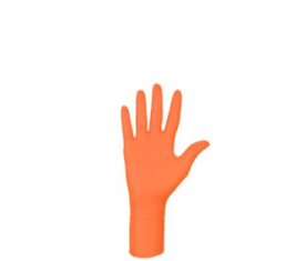 nitrylex high risk nitrile glove, orange, non-sterile, powder-free, examination and protective glove for single use, S, 100 pcs