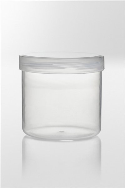 Screw cap container PP, 500ml, Ø90x91 mm, with fitted screw cap PP, transparent, sterile R, 160 pcs