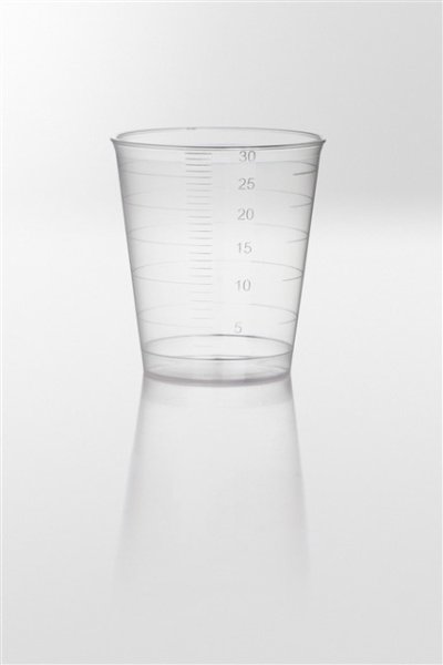 Multi purpose container PP, 30ml, Ø38x42 mm, transparent, graduated, autoclavable up to 121°C (Lid NRE11-853-0100)