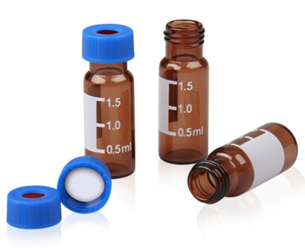  Screw cap vial, 1,5ml  wide, amber with label, 100pcs/pack