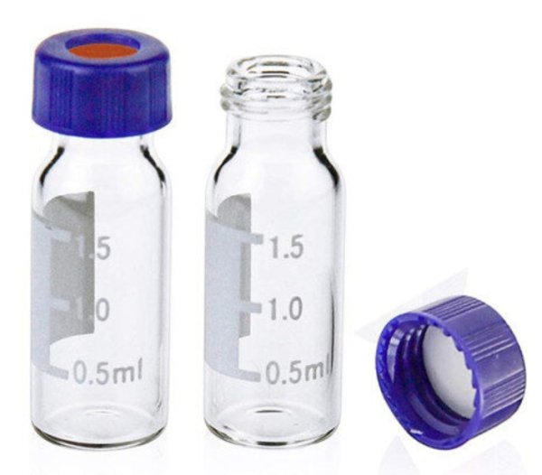  Screw cap vial, 1,5ml  wide, clear with label, 100pcs/pack